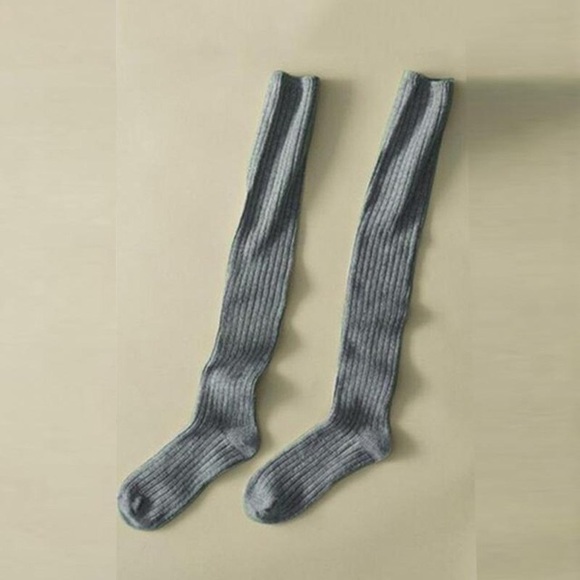 Sexy Knit Over the Knee Light Grey Socks - Picture 4 of 7
